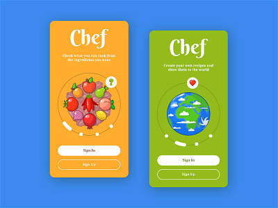 Chef Onboarding - Part 1 colorful illustration mobile onboarding protopie sweet ui