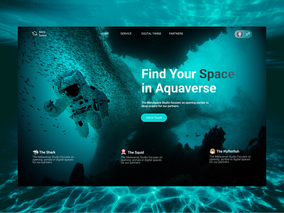 Aquaverse aqua astronaut design good graphic design landingpage metaverse nepal space ui water webdesign