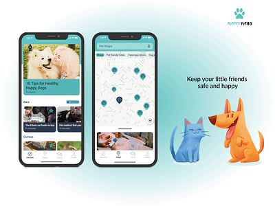 Happy Paws for your loyal friend app branding care design illustration landingpage love mobileapp nepal pet shop ui