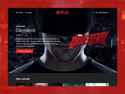 Netflix Redesign app daredevil minimal movies netflix redesign streaming