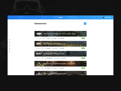 Gameye Game Servers admin dashboard games gameye gaming icons list menu minimal server servers steam