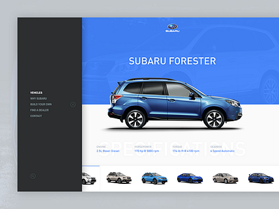 Subaru Redesign cars dark dealer ecommerce icons light menu minimal navigation search store subaru