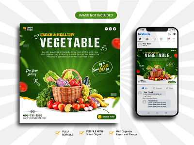 Social Media Post or Vegetable promotion banner, Instagram Post ads advertising banner delicious food discount facebook post fruits graphic design instagram instagram post media organic vegetable delivery promotion banner sale social social ads social media banner social media post vegetable web banner