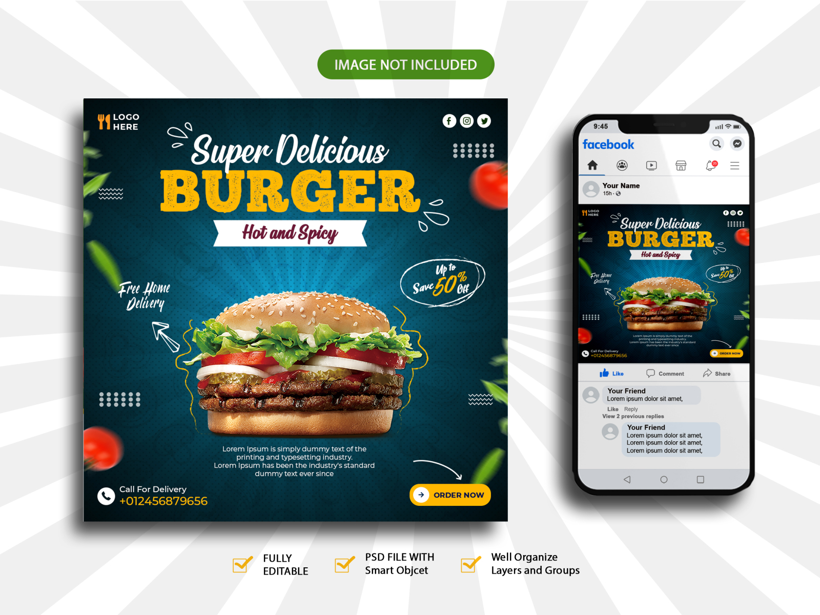 Delicious Burger social media Banner or Instagram Post by Md Imran H on ...