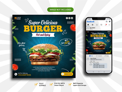 Delicious Burger social media Banner or Instagram Post ads banner ads promotion advertising animation burger facebook ads fast food food manu graphic design instagram ads instagram post logo pizza restaurant restaurant manu restaurant post social media social media banner social media post social media post template