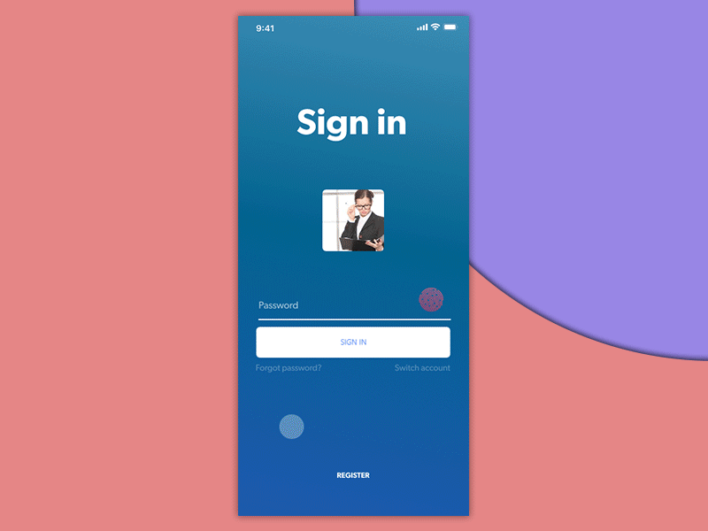 Auth form after effects animation auth form gradient login main screen motion prequel register sign in
