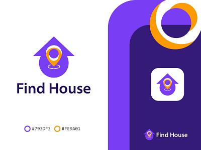 Find House logo abstract app brand identity branding conseptual logo hire logodesigner home location icon inport export iocation logo letter mark logo logo design logo designer logos minimalist logo modern logo modern logos nuique logo popular logo