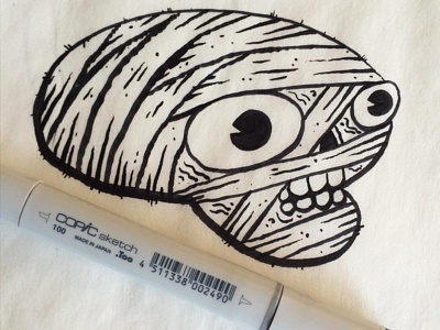Mummy copic creepy cute eyeball halloween horror illustration ink inktober mummy teeth
