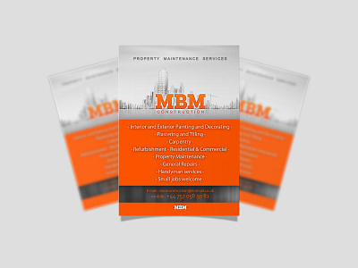 MBM Construction leaflet branding design illustration logo typography vector