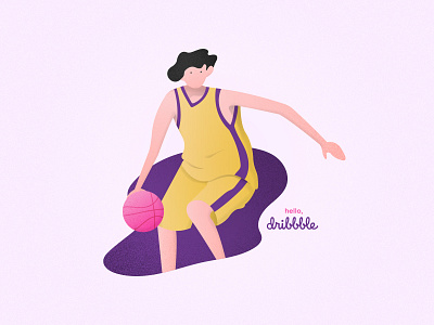hello, dribbble! basketball basketball logo character first shot hello dribbble illustration sports