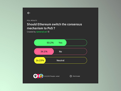DAO Poll Results UI dao ethereum interaction design interface design poll product design solana ui uiux ux design voting