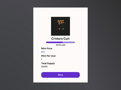 NFT Mint Page UI blockchain ethereum interaction design interface design mint nft solana ui uiux ux design web3