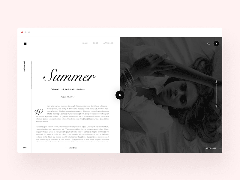 Summer Without Colors ( Animated ) article blog transition landing shop one page minimal ux ui motion gif animation