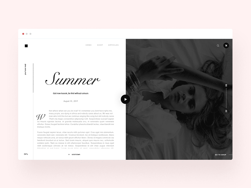 Summer Without Colors ( Animated ) animation article blog gif landing minimal motion one page shop transition ui ux