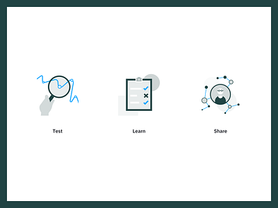 Test Learn Share icon illustration web