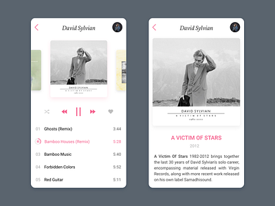 Daily UI #009 - Music Player album app dailyui david music player sylvian ui ux