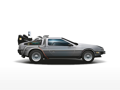 DeLorean DMC-12 (Flux Capacitor version) 80s back to the future car eighties film time machine vector