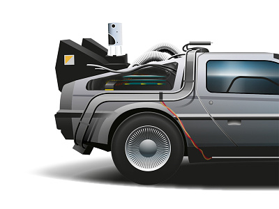 DeLorean DMC-12 Details back to the future car film time machine vector