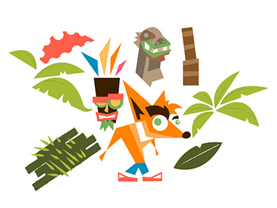 Crash Bandicoot WIP naughty dog aku aku crash bandicoot illustration vector wip nsane