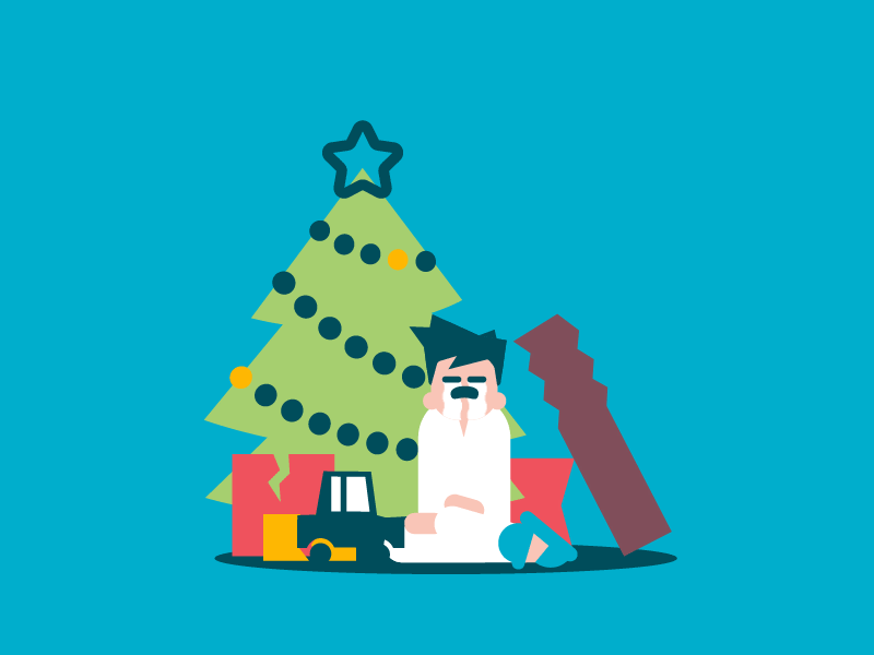 Sad Christmas 2d after effects animation broken car christmas cry gifts illustration insurance kid noel sad santa claus tree