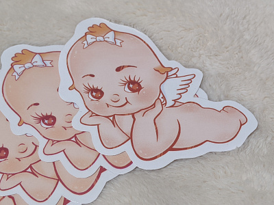 Kewpie Angel Baby Sticker (MY ETSY IS OPEN) artist artwork branding cute graphicdesign illustration illustration art kawaii marketing procreate productdesign socialmedia sticker