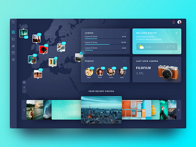 The concept of Dashboard for Photographers clean concept dark dashboard fuji graphic location map photo ui ux web