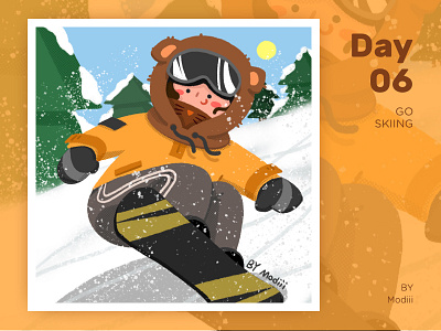 Day06 GO SKIING 21dayproject layout procreate skiing snow snowboard 插图 设计