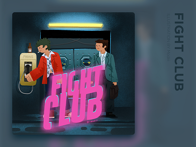 MOVIE_Fight Club blue fight fight club movie poster pink ui 布局 平面 插图 生育 电影 设计