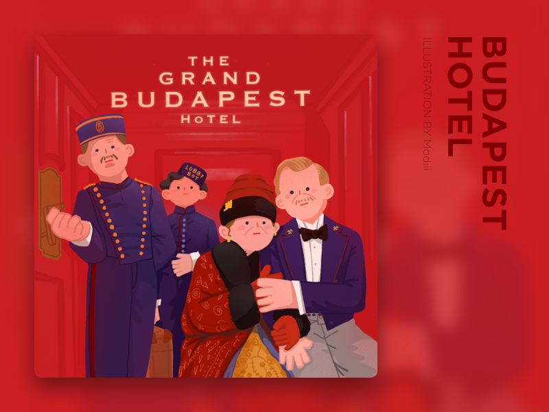 Movie_Budapest Hotel poster hotel movie red 平面 布局 设计 插图