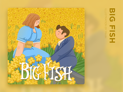 Big Fish couple flower yellow 布局 平面 插图 生育 电影 电影海报 设计