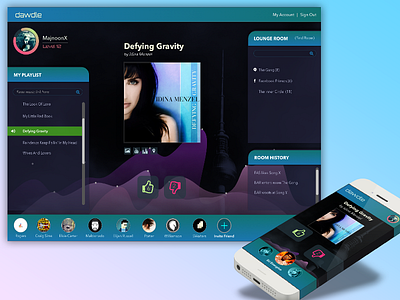 Dawdle - Social Music App music social app ui user interface