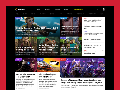 Kanobu.ru | Main page | Concept concept design entertainment game games kanobu main page media movies news newsfeed pc tv show ui ux web website