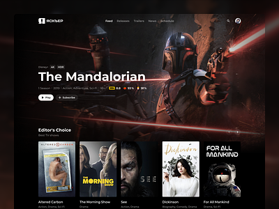 Jaskier: Main page altered carbon concept dark dark theme design imdb movies rotten tomatoes the mandalorian the morning show trailers tv tv shows ui ux video web website