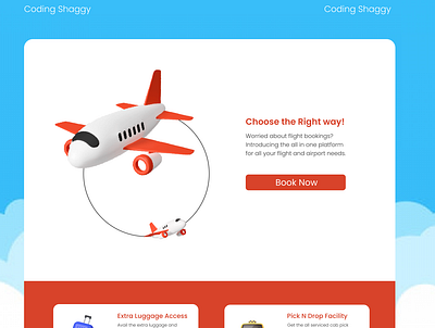Flight Booking Landing Page UI branding codinglife design graphic design ui uiuxdesign webdesign