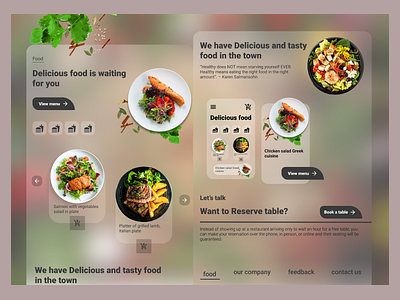 Restaurant web design app branding design food glasseffects glasseffectsglassmorphism glassmorphism icon illustration restaurant ux webdesign