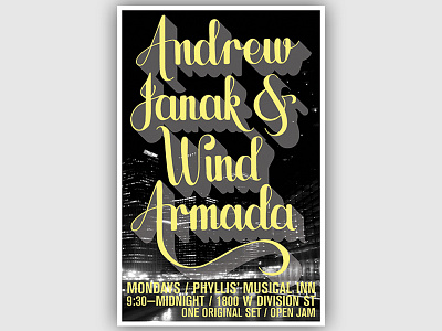 Andrew Janak & Wind Armada Poster jazz lettering music poster script typography