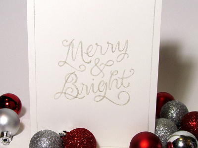 Merry & Bright ampersand card christmas cursive etsy for hand lettering holidays lettering sale script stationery