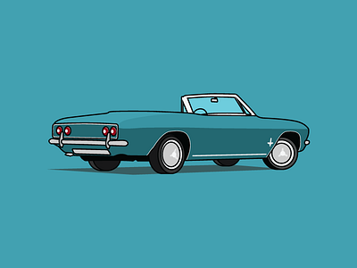 1966 Chevrolet Corvair Monza | MHCC car chevy classic car flat color illustration outline vintage car