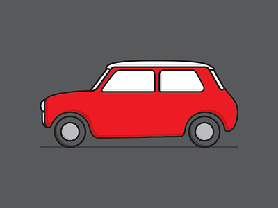 Austin MINI car classic car flat color illustration mini mini cooper symbol vintage car