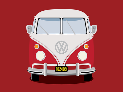 VW Bus bus car flat color illustration volkswagen vw