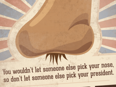 Pick Your Own Future election flat color illustration nose poster sunburst text texture vote