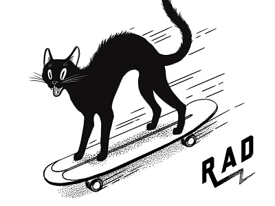 Rad Cat illustration rad skateboarding type