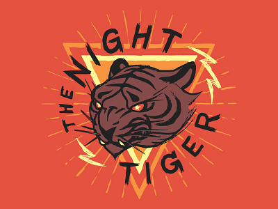Night Tiger graphic illustration lettering lightning night tiger