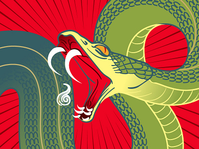 Snake color cute fangs graphic illustration red snakes snek vector