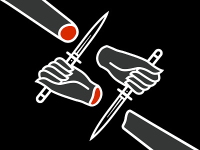 Switchblades drawing hands illustration knife vector