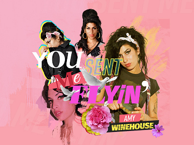 You Sent Me Flyin' amy winehouse collage colors design jazz music pink soul