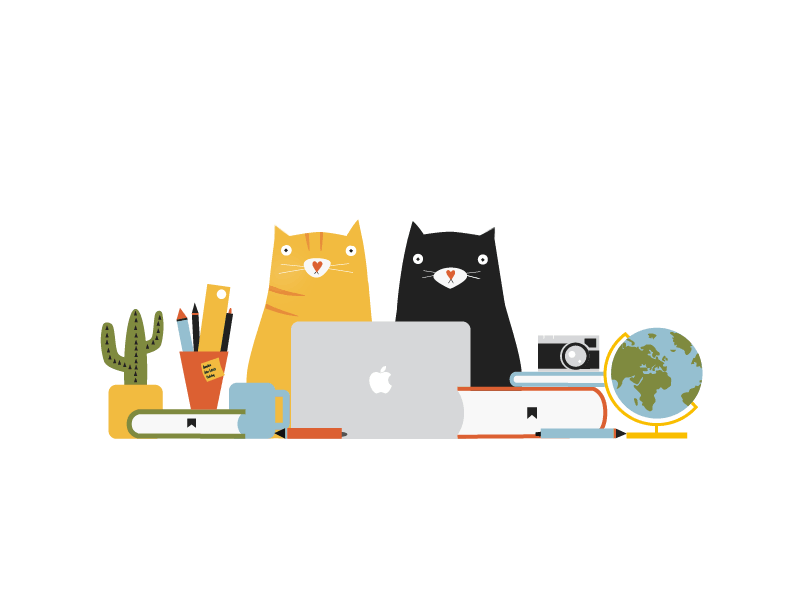 My Desk animation cat cats desk gif illustration invite meow office work space