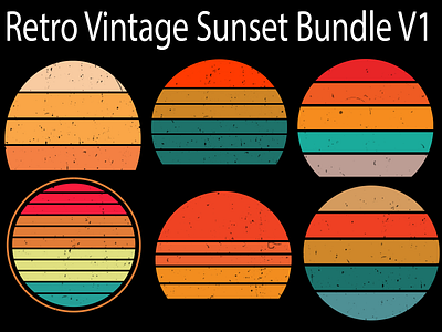 Retro Vintage Sunset Bundle V1 design graphic design illustration retro vintage sunset bundle t shirt typography vector