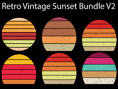 Retro Vintage Sunset Bundle V2 design graphic design retro vintage sunset bundle t shirt typography