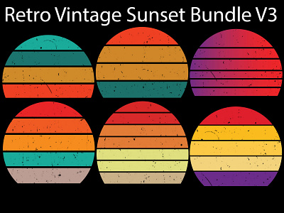 Retro Vintage Sunset Bundle V3 design graphic design illustration logo retro vintage sunset bundle t shirt typography